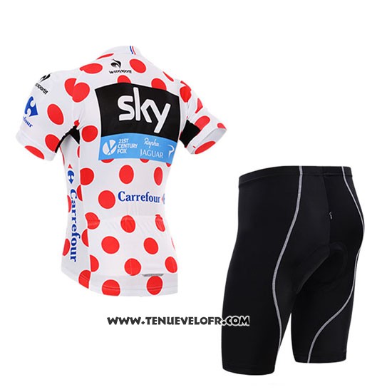 2015 Maillot Ciclismo Sky Lider Blanc et Rouge Manches Courtes et Cuissard